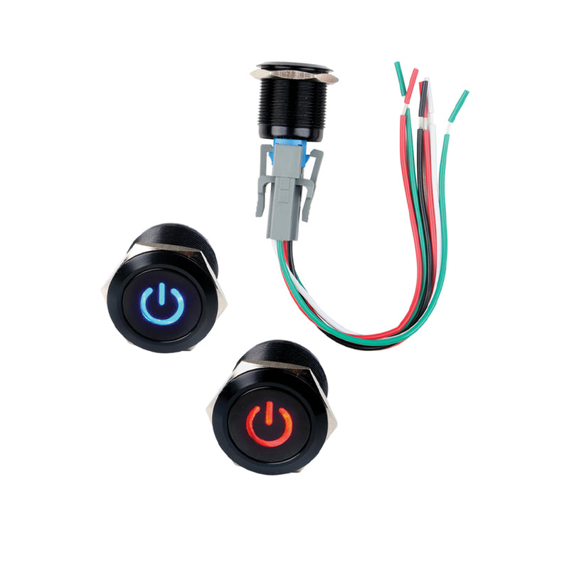 IS-EP-WB123 BLU/RED Water-Proof Push On/Off Switch LED Indicator