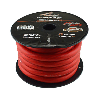 TPS-0CPR-25R - 0 Gauge 25’ 100% Copper Flexible Primary Wire - Red