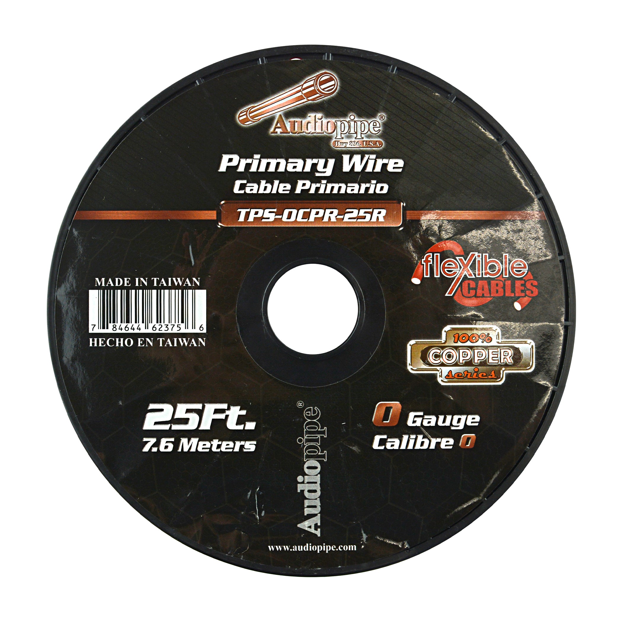 TPS-0CPR-25R - 0 Gauge 25’ 100% Copper Flexible Primary Wire - Red