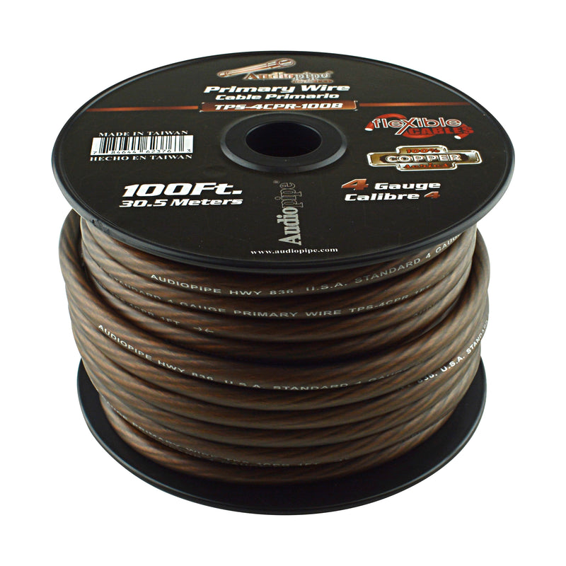 TPS-4CPR-100B - 4 Gauge 100’ 100% Copper Flexible Primary Wire - Black