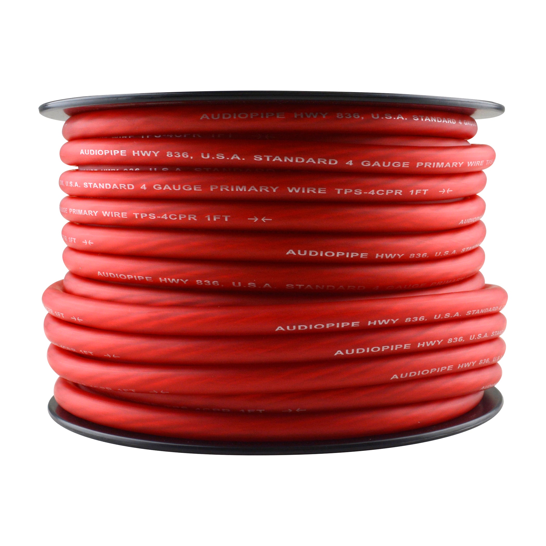 TPS-4CPR-100R - 4 Gauge 100’ 100% Copper Flexible Primary Wire - Red